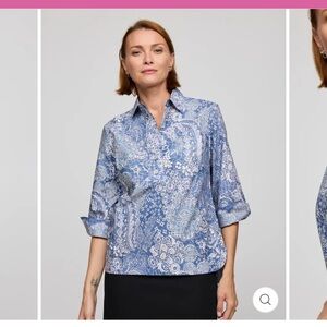 HINSON WU AILEEN BLOUSE IN BLUE AND ECRU